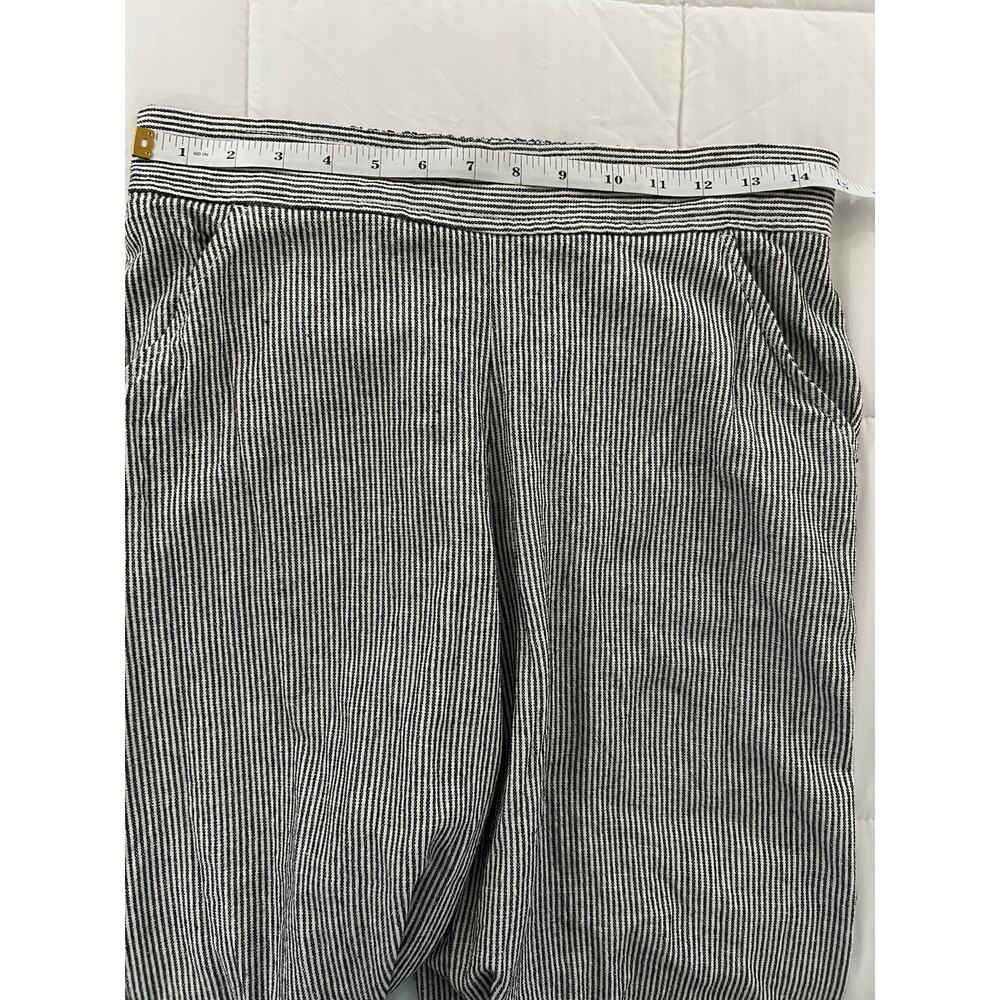 Max Studio Linen Blend Wide Leg Pants Size M Blue/White Stripe Beachy Pockets - Picture 7 of 8